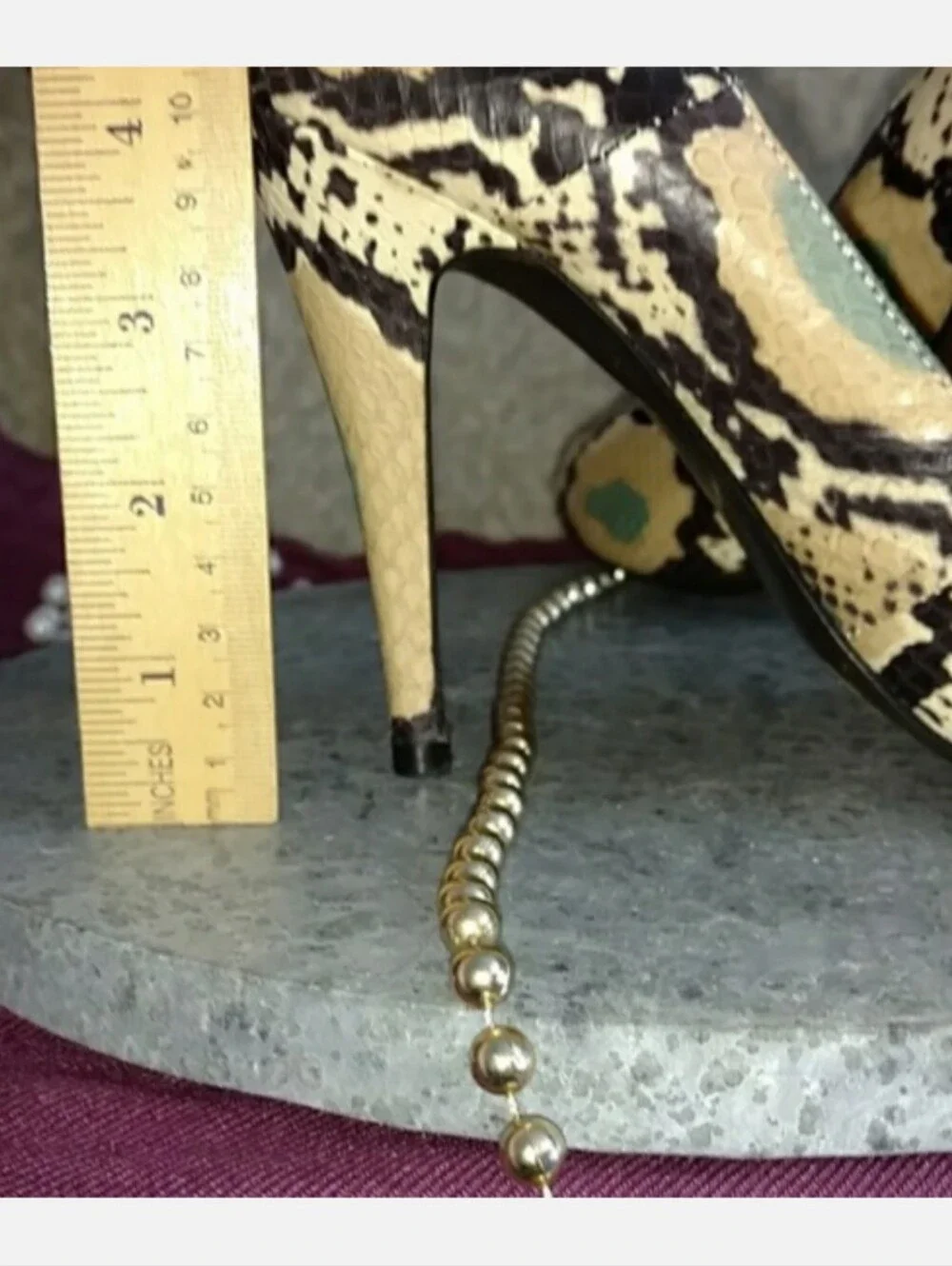 CHARLES DAVID Gold Sole Snakeskin Pumps Size 7